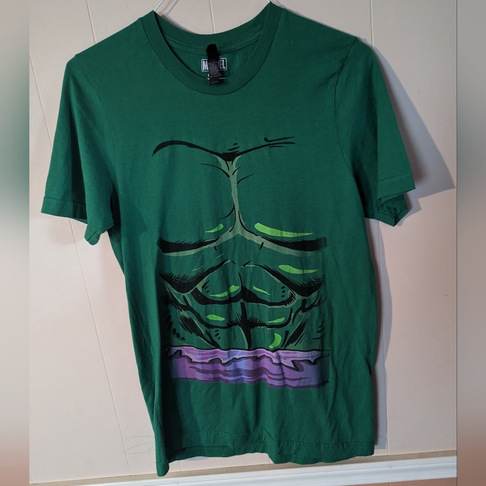 Incredible Hulk Shirt Men's Medium Green Marvel Comics Graphic Crew Neck Cotton